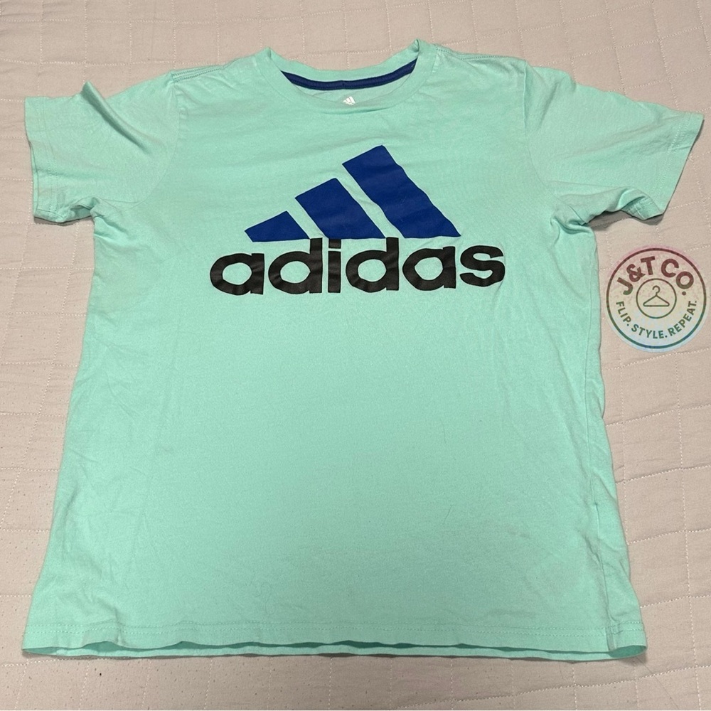 Adidas Light Green Tee with White Logo